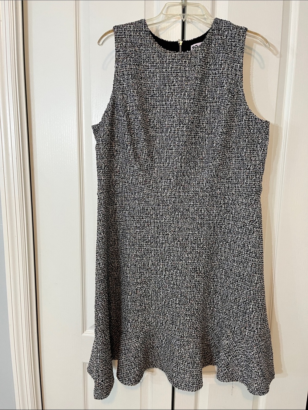 SO Goods for Life Tweed Fit & Flare Dress 1X Black White Sleeveless Work Career